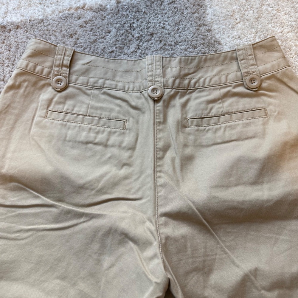 Talbots Women Khaki Chino Shorts Tan Stretch‎ Double Button Waist Casual Summer - Picture 6 of 7